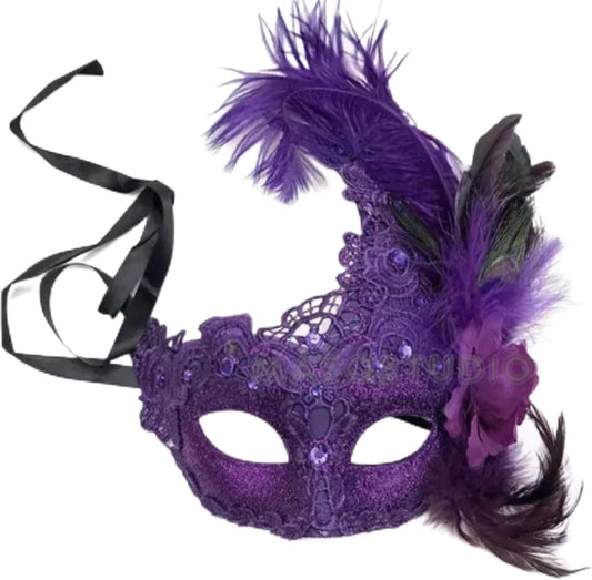 Halloween Feather Mask for Women Dance Dress up Party Mask Mardi Gras Masks with Feather Prom Ball