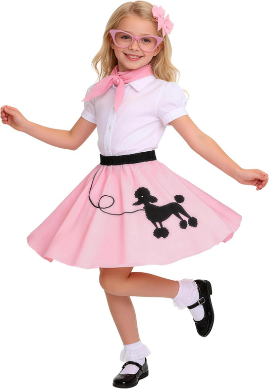 50s Outfit for Kids Poodle Skirt Girls 1950s Dress Costume