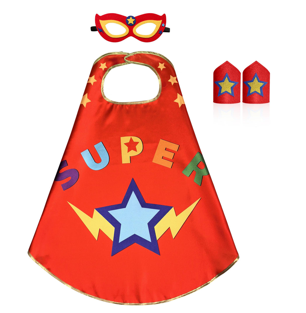 Star Superhero-Cape and Mask for Kids, Super-Hero-Costumes for Girls Boys Dress Up Toys Birthday Gifts