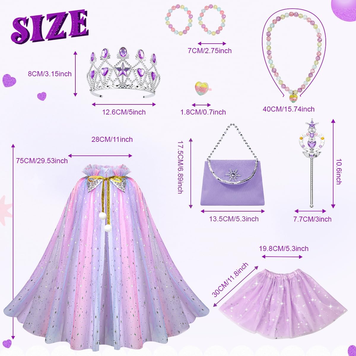 Meland Princess Dress Up Toy for Girls 3-8, Cape & Tutu Set for Girls Gift