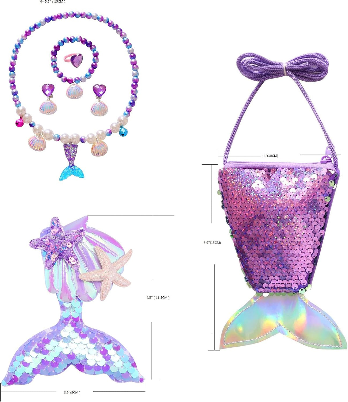 BanKids Princess Little Mermaid Costume Ariel Dress for Grils Birthday Party Halloween Cosplay Costumes 3-10Years