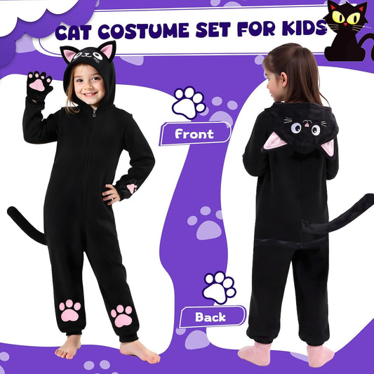 Black Cat Costume for Girls, Halloween Costumes for Kids Dress Up