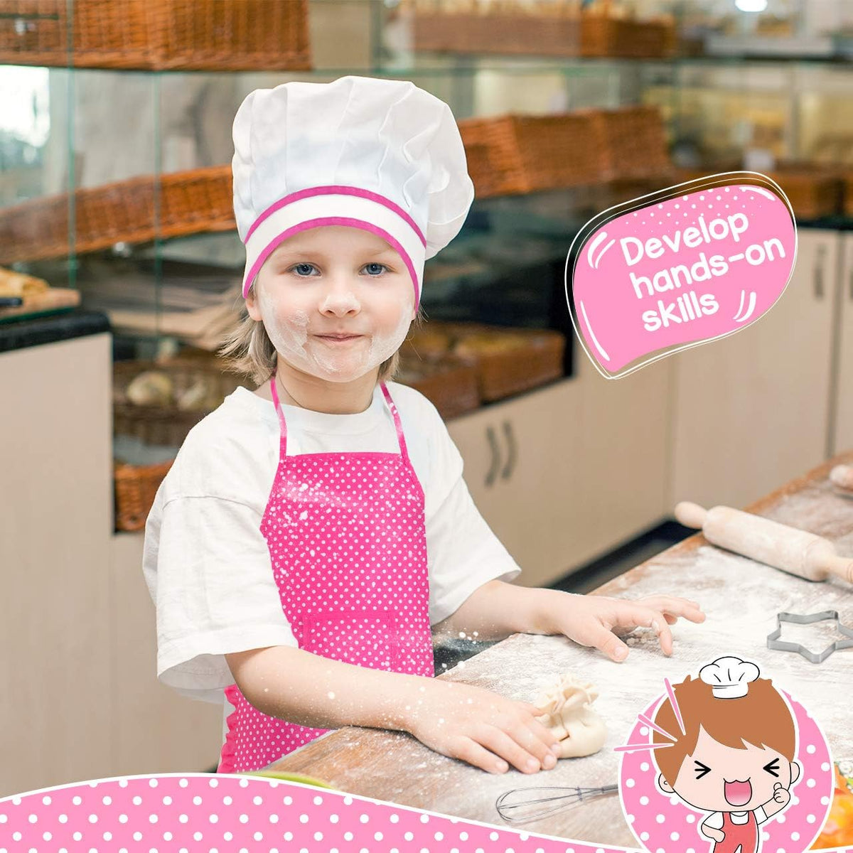 Gifts for 2-8 Year Old Girls Boys,Chef Costume Set Kids Apron for Girls Toddler Birthday Xmas Gifts for Kids Stocking Stuffer