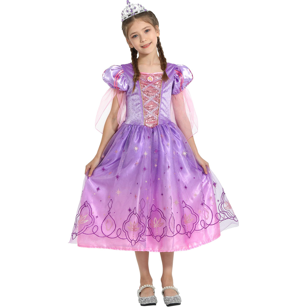 Lingway Toys Girls Purple Princess Dress Costume,Rapunzel Dress For Girls