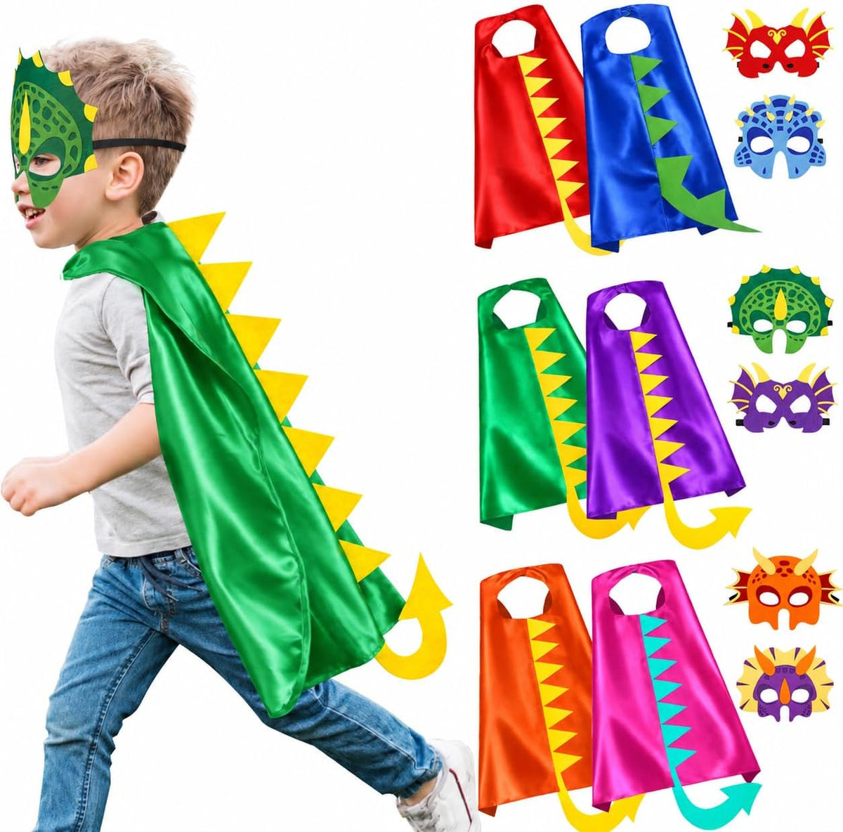 iROLEWIN Dinosaur Costume for Kids Dinosaur Capes Masks as Dress-Up Toys