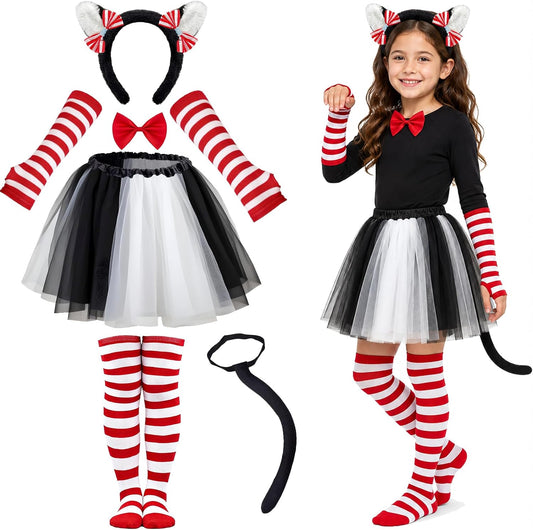 BleSky Black Cat Tutu Costumes Cat Ears Headband and Tail Set for Book Week Halloween Animal Party Cosplay Costumes