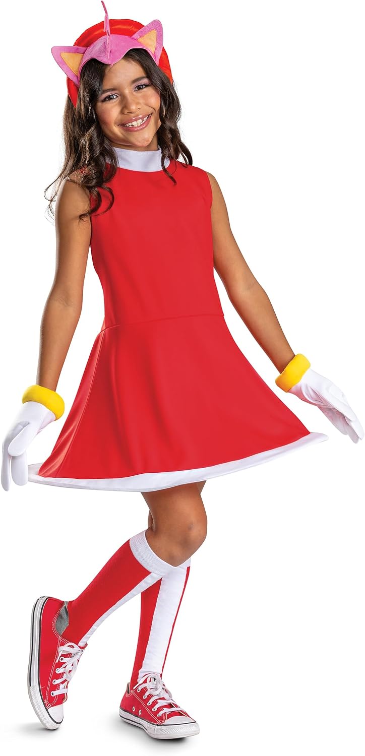 Disguise Girls' Sonic Amy Rose Costume for Kids, Officially Licensed Sonic the Hedgehog Halloween Costume Outfit