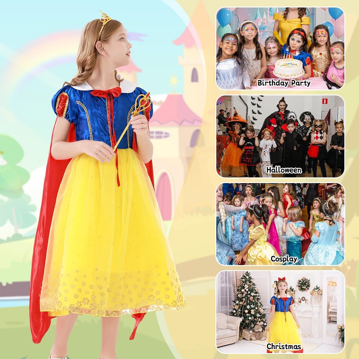 COTRIO Princess Dress Up for Girls Halloween Costumes Birthday Party Outfit