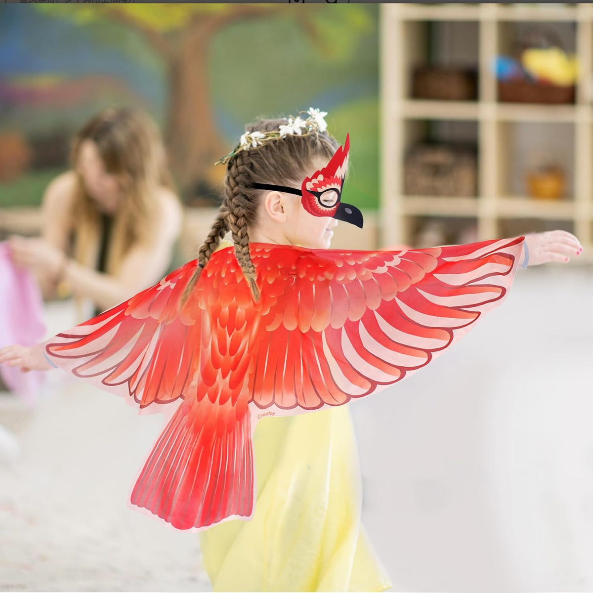 Bird-Costume for Kids Double Sided Eagle Parrot Owl Dress Up Wings for Boys Girls with Masks Party Favors Toys Gifts