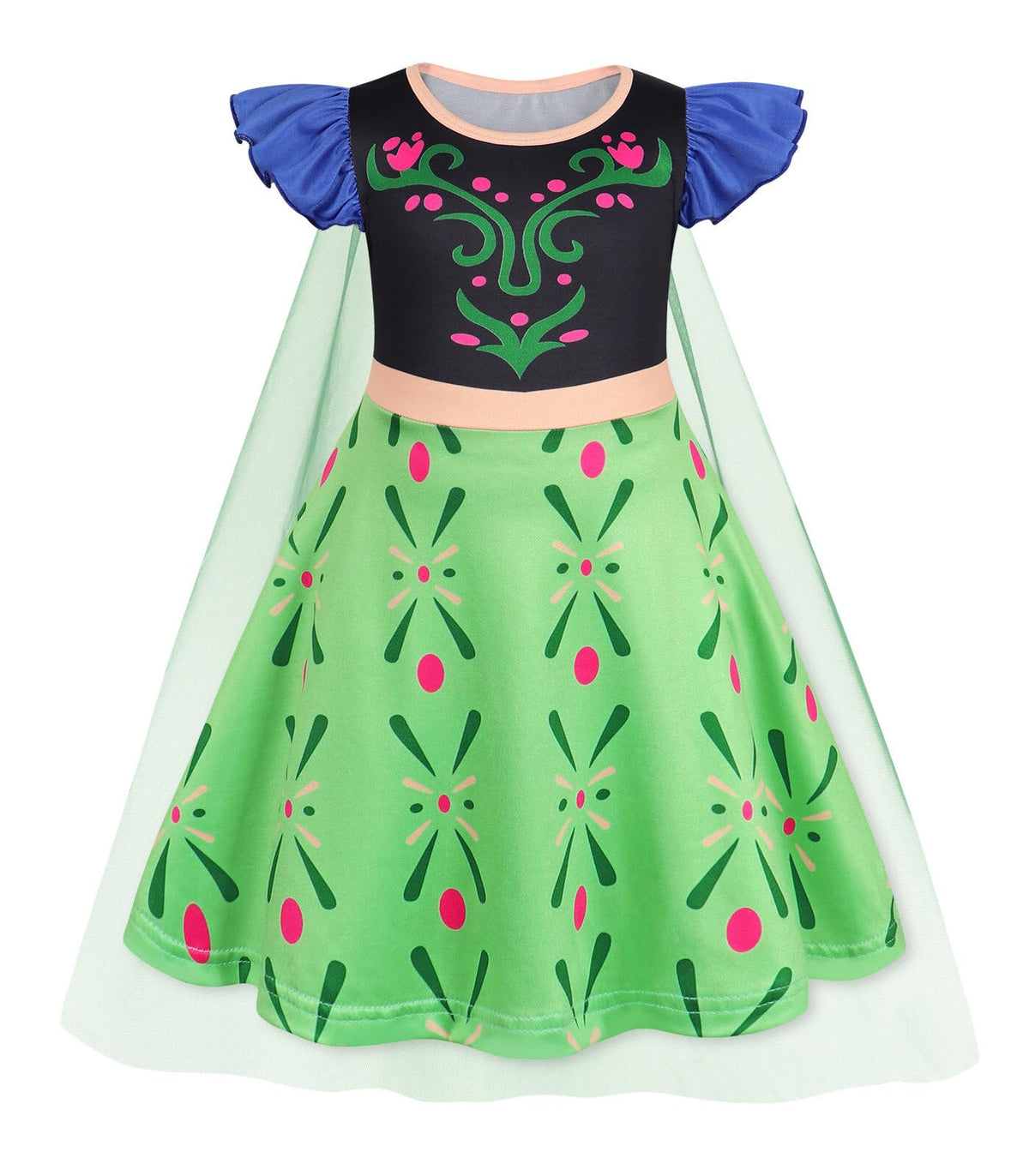 Princess Dress with Cape Girls Halloween Birthday Party Cosplay Costume