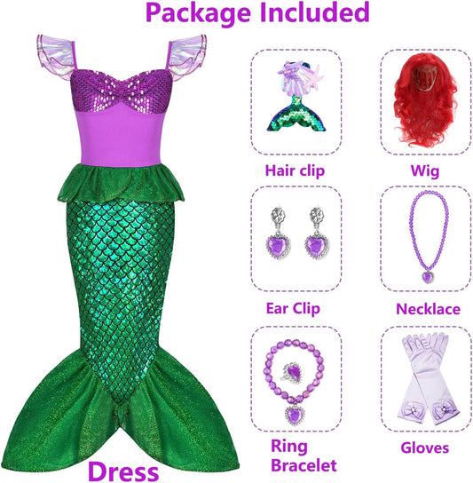 Kids Princess Costume Dress Girls with Accessories for Halloween