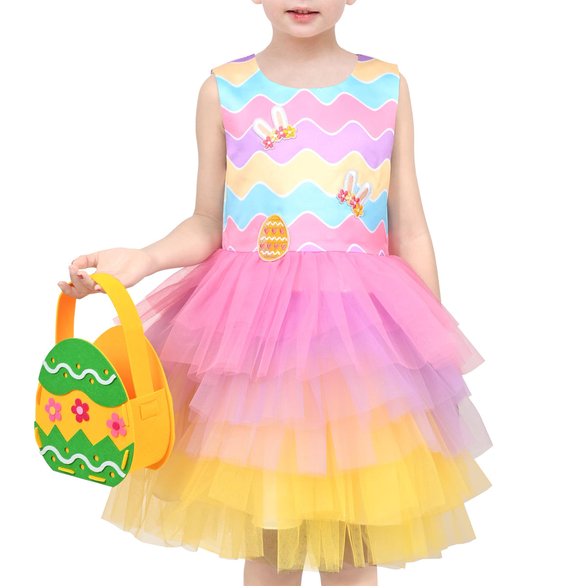Sunny Fashion Girls Dress Unicorn Rainbow Tulle Unicorn Headband Party Size 4-10