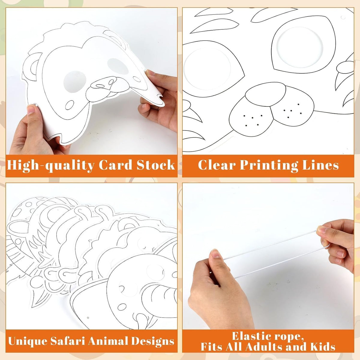 36Sets Animal Mask Crafts for Kids, Jungle Safari Birthday Party Decor