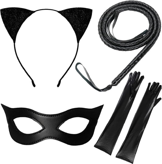4PCS Halloween Cat Costume Accessories for Women Black