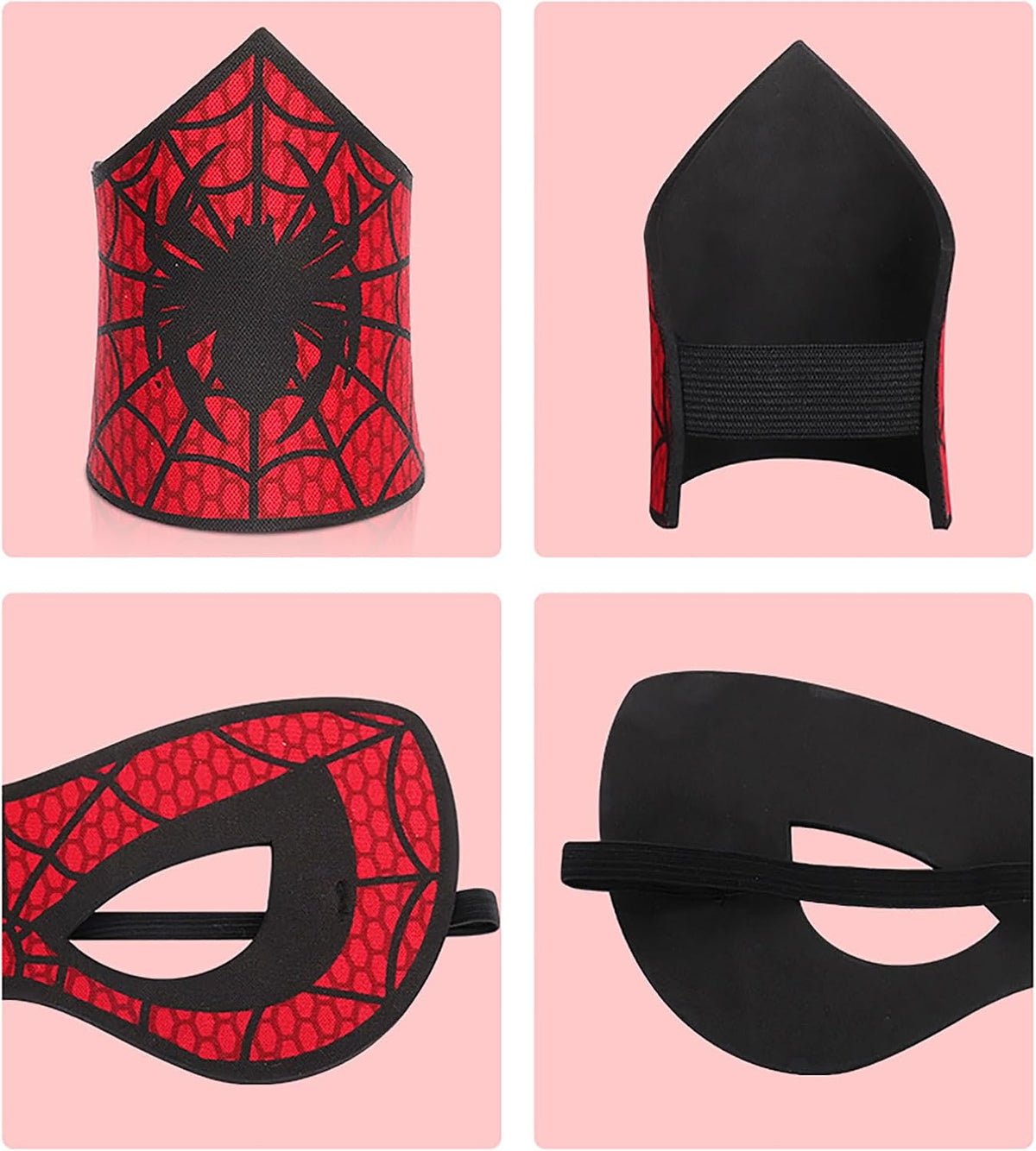 PPER-Jie Spider Mask for Kids Halloween Spider Costume Masks with Wristbands for Boys Party Cosplay, Medium, Red & Black