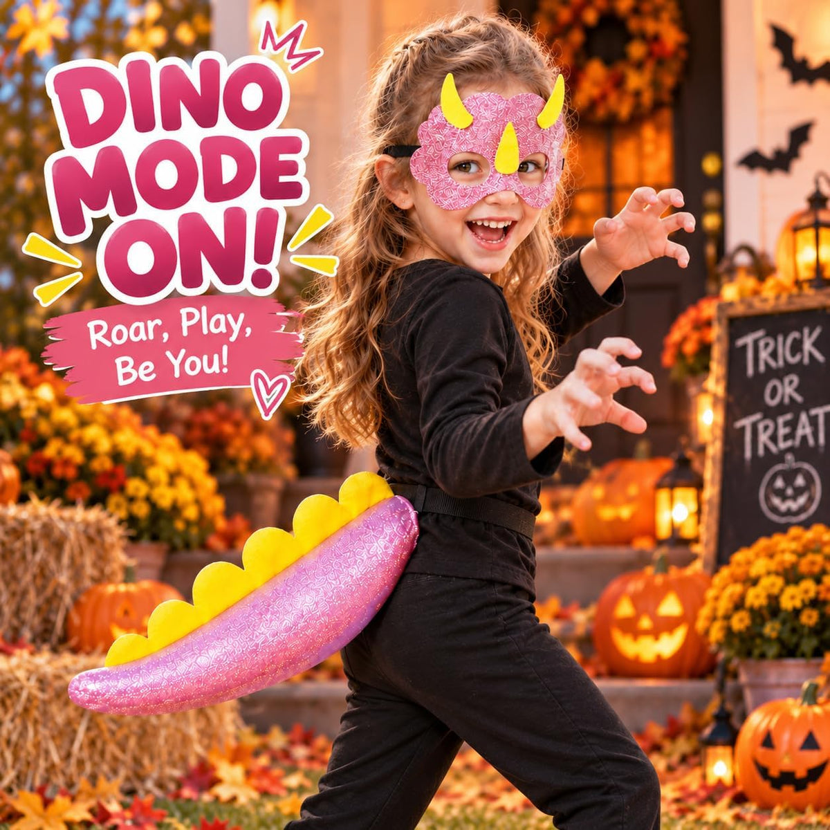iROLEWIN Dinosaur Dinosaur Tail Costume for Kids and Mask as Boys Dress Up