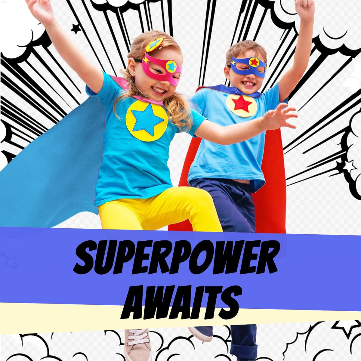 iROLEWIN Kids-Superhero-Cape and Mask for Boys-Girls Super-Hero-Costumes