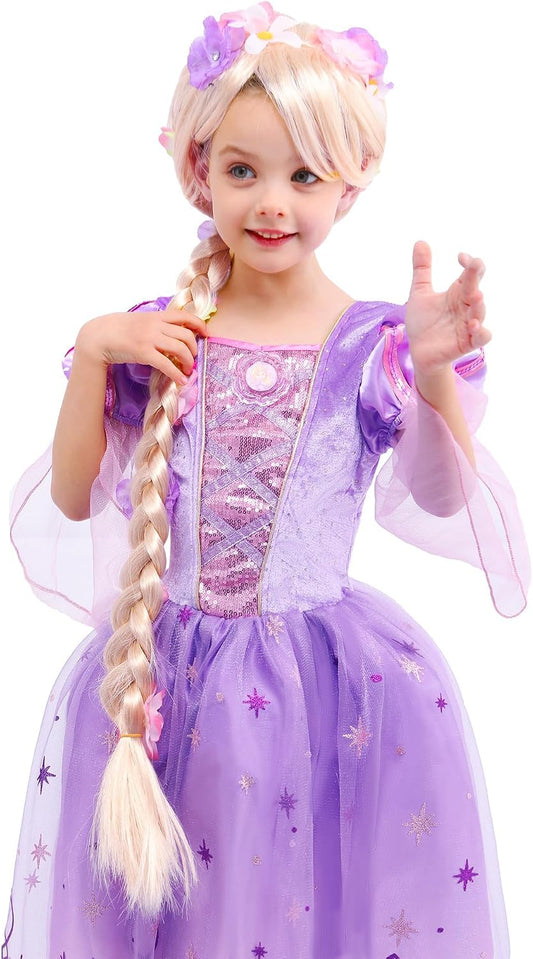Lingway Toys Girls Purple Princess Dress Costume,Rapunzel Dress For Girls
