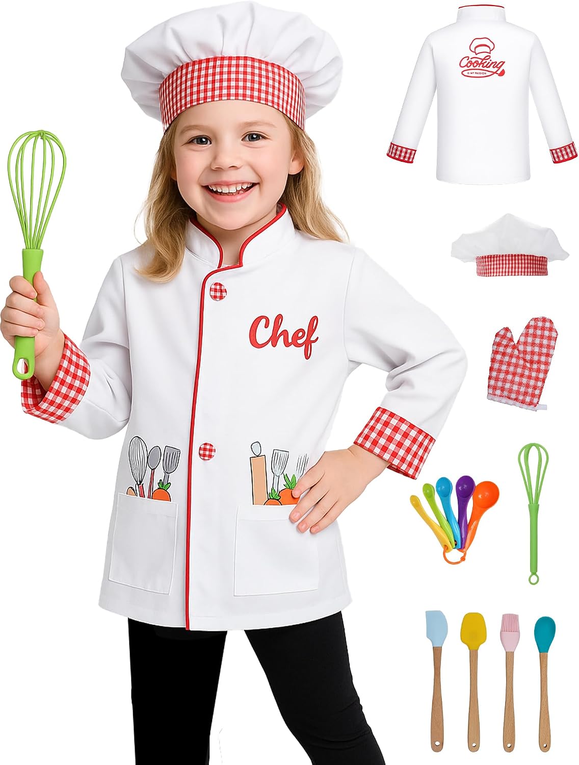 ANPHILE Chef Costume for Kids with Hat,Toddler Chef Outfit Cooking Baking