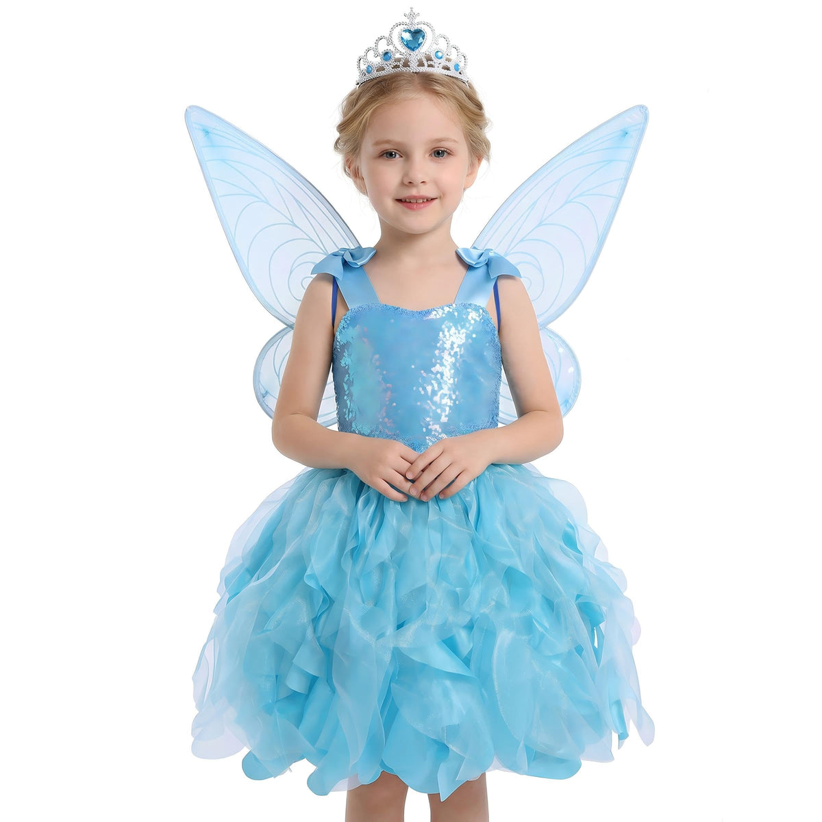 Soyoekbt Fairy Costume for Girls Princess Tutu Dress with Butterfly Wings for Girls Birthday Party Dress Up