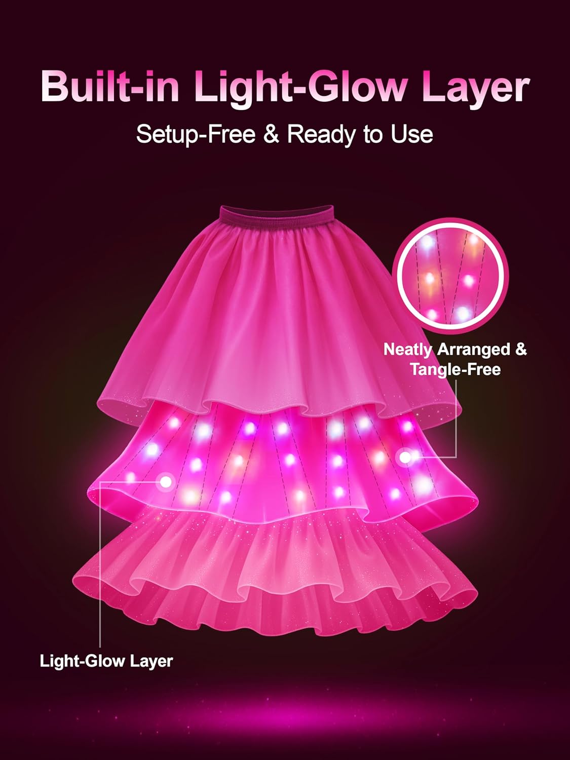 Light Up Princess dress up for 3-9 Ages girls Halloween Costume