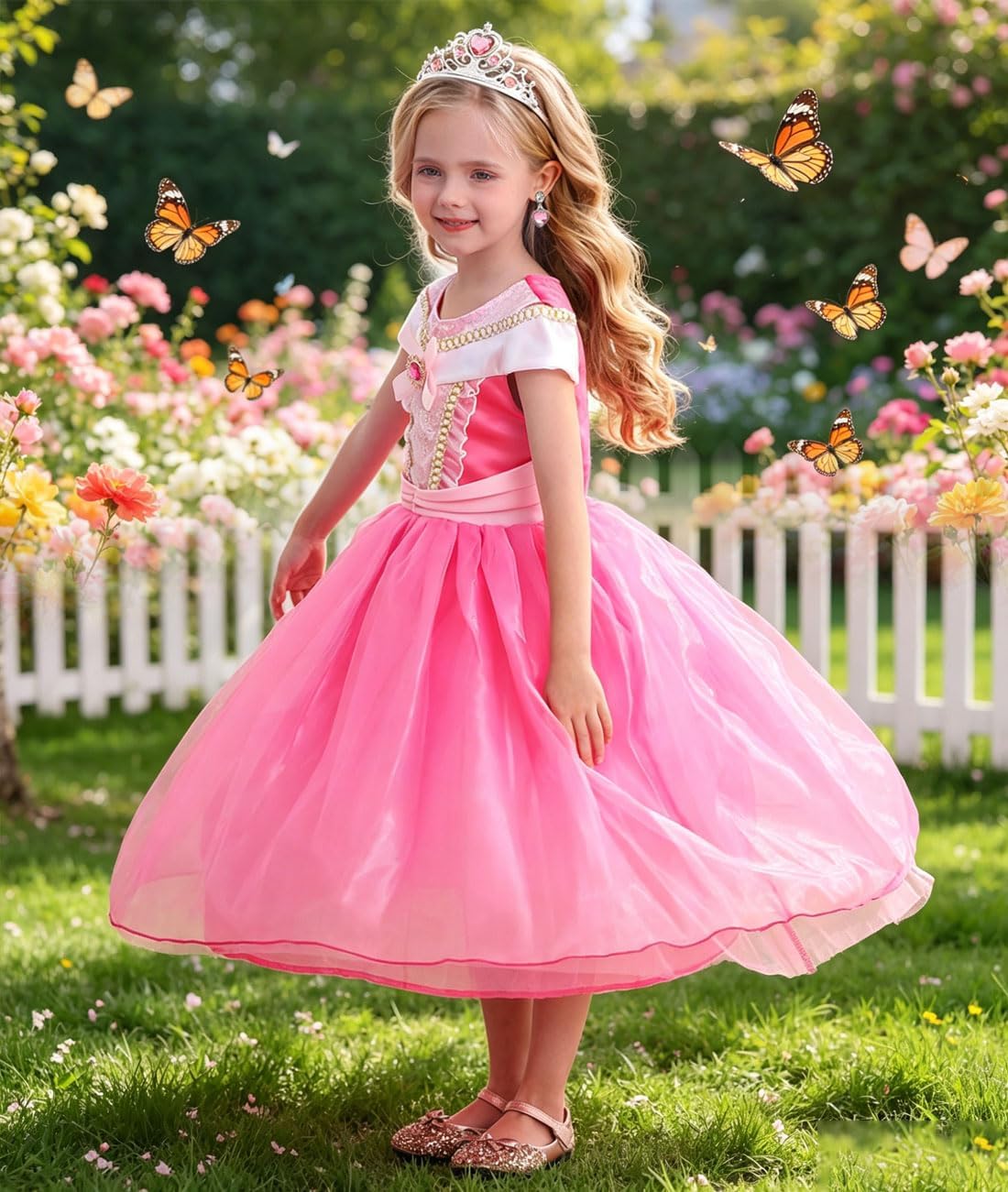 Girls Princess Costume Pink Dress Up Outfit