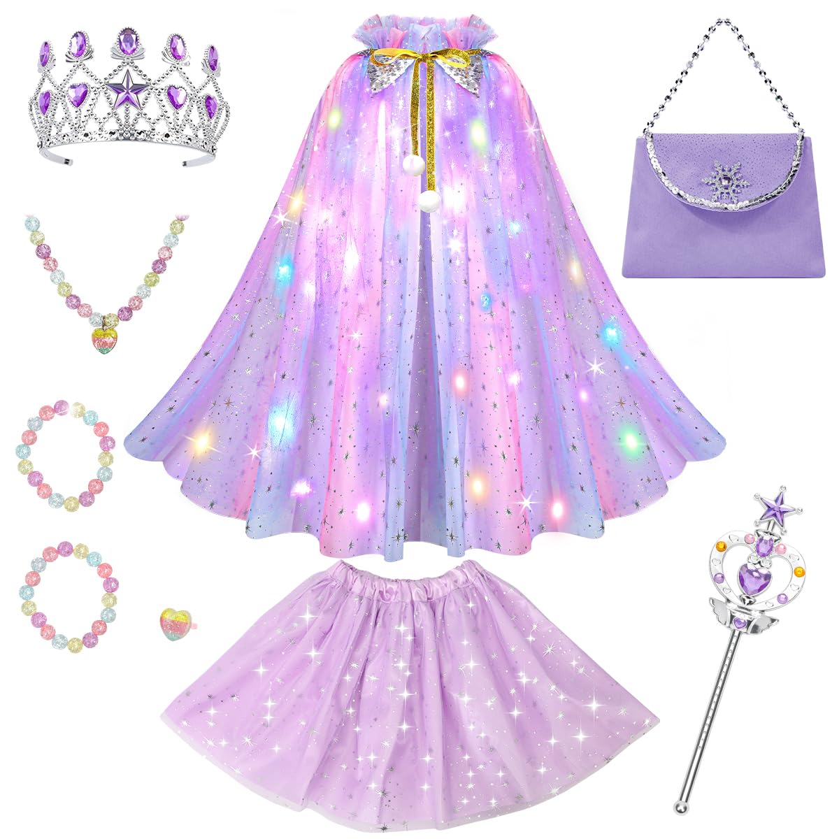 Meland Princess Dress Up Toy for Girls 3-8, Cape & Tutu Set for Girls Gift