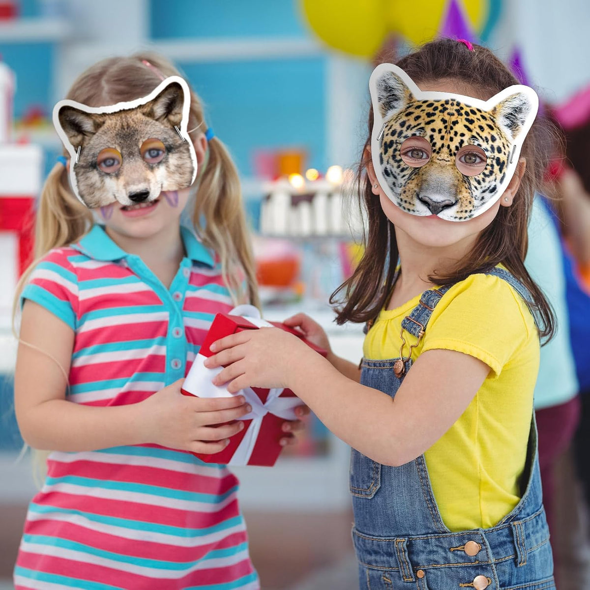 Marsui 32 Pcs Unicorn Monster Safari Animal Face Masks for Kids Cartoon Masks for Animal Birthday Party Decorations