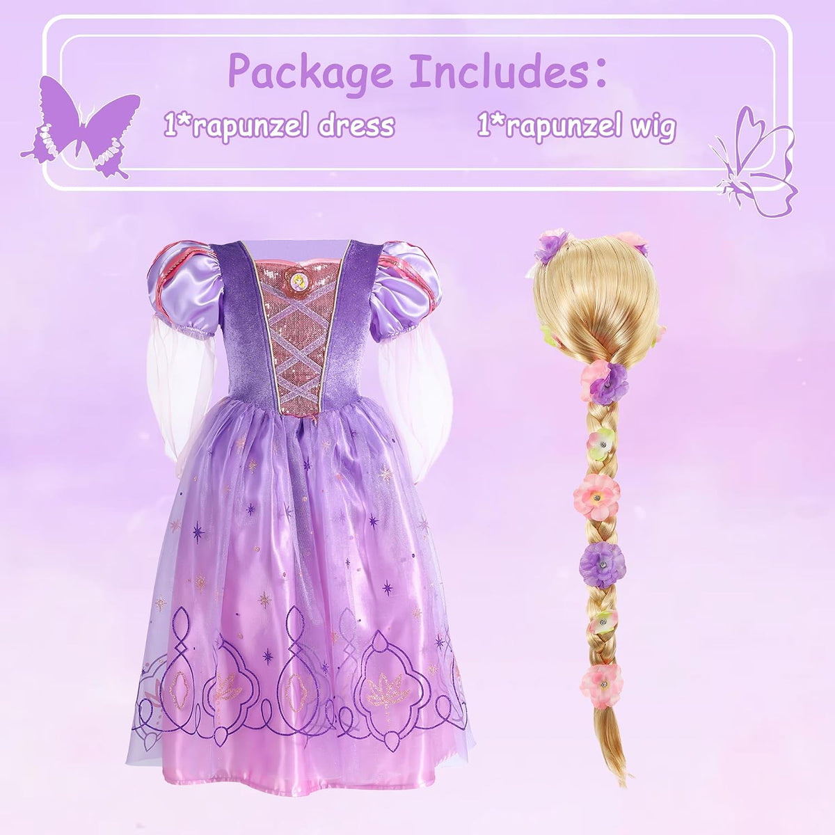 Lingway Toys Girls Purple Princess Dress Costume,Rapunzel Dress For Girls