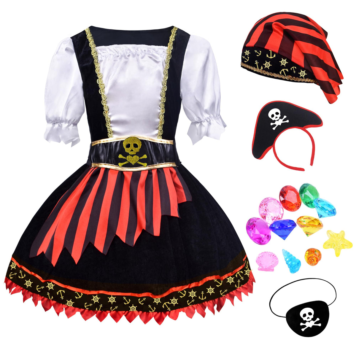 Girls Pirate Costume – Princess Dress for Kids Ages 3–9