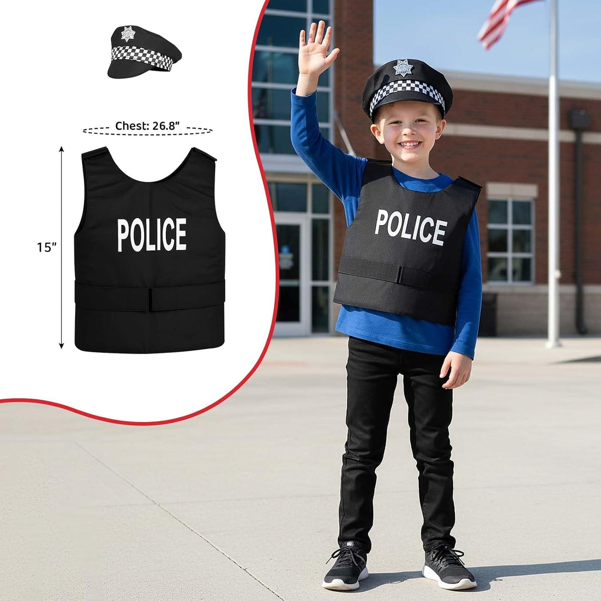 4 in 1 Toddler Dress Up Clothes 3-8 Year Career Dress Up Doctor Astronaut Police Vest Fireman Costume Kids Pretend Play Toys Christmas Birthday Gifts 3 4 5 6 7 year old Boy Toys Halloween Costumes