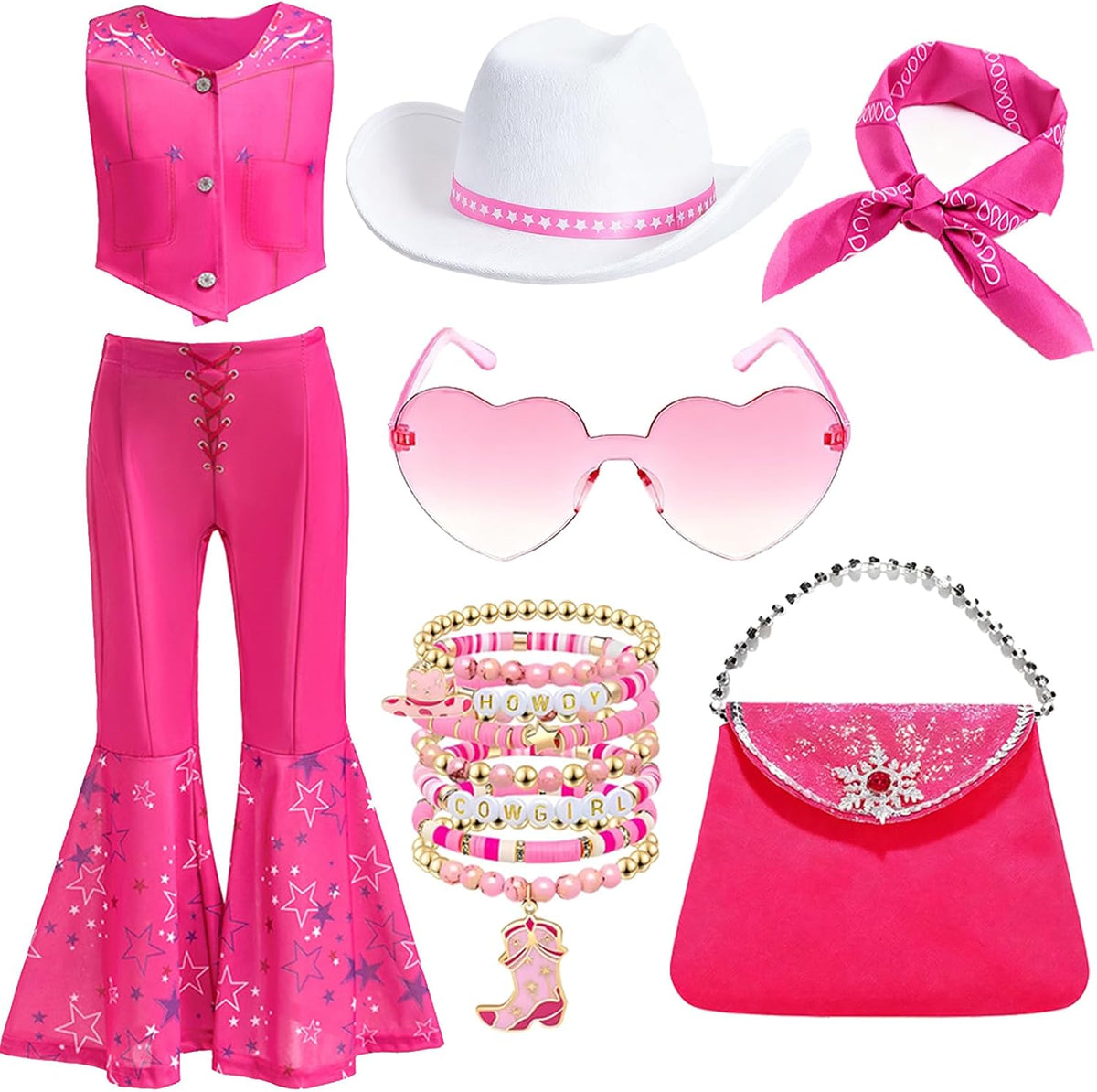Cowgirl Costume Girls Kids Disco Cowgirl Outfits Western Movie Heroine Dress Up for Halloween Birthday Cosplay Party