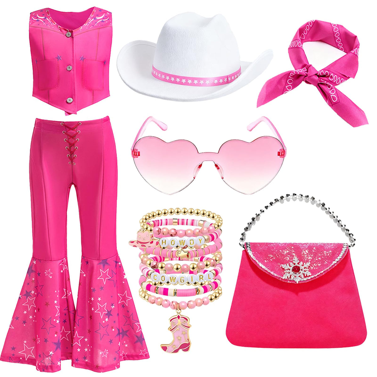 Cowgirl Costume Girls Kids Disco Cowgirl Outfits Western Movie Heroine Dress Up for Halloween Birthday Cosplay Party