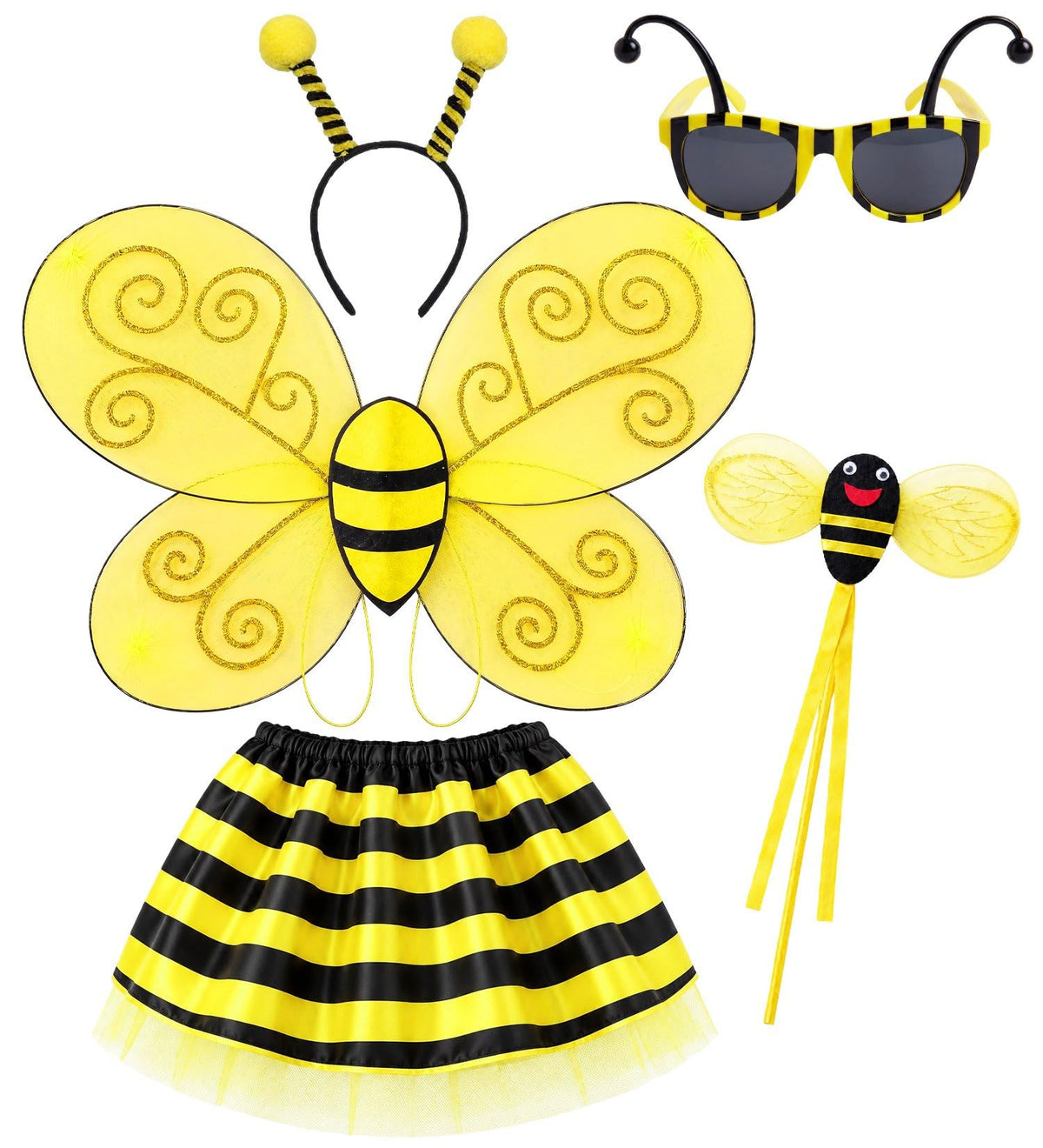 Kids Costume Wings Set for Girls, Butterfly Ladybug Bee Halloween Dress Up