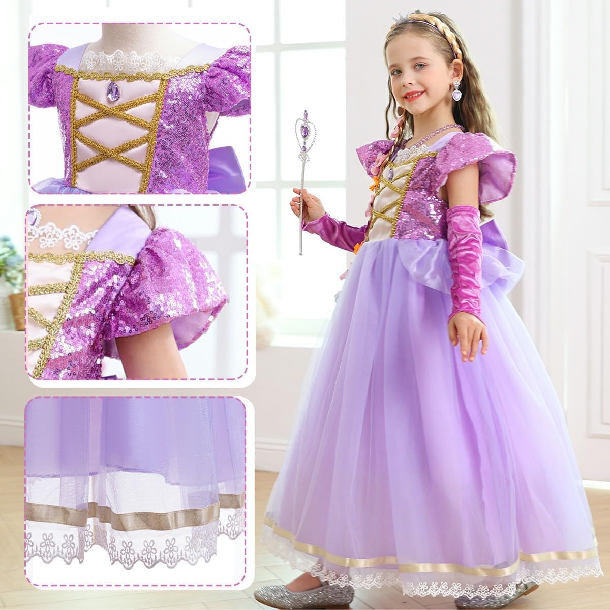 Princess Dress for Girls Birthday Purple Costume Kids