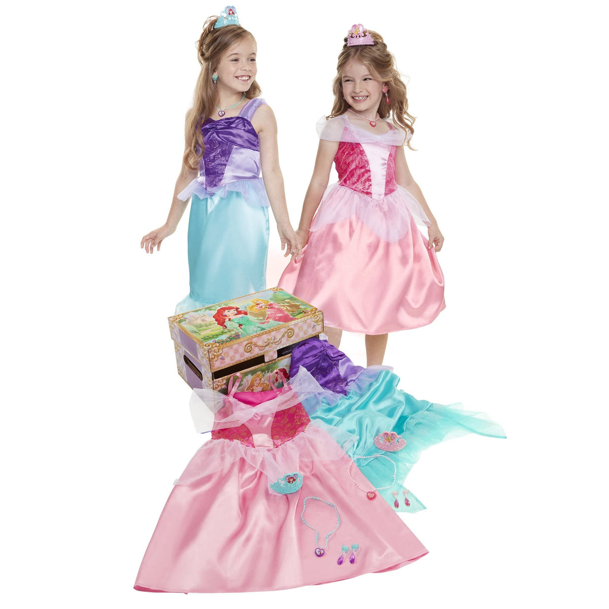 Disney Princess Dress Up Frozen Elsa & Anna Trunk Size 4-6X