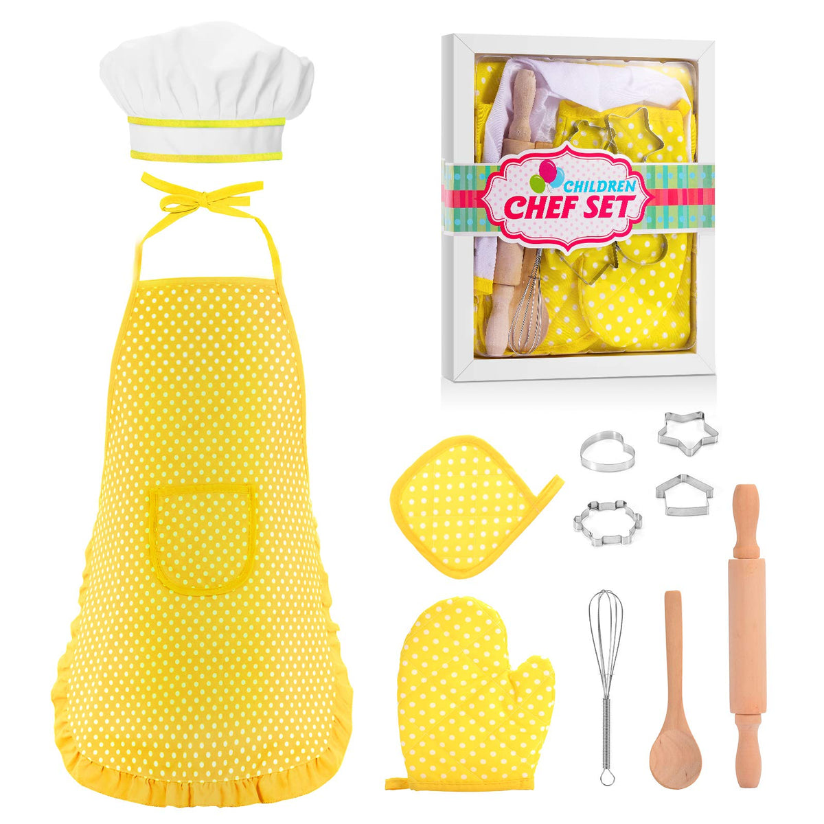 Gifts for 2-8 Year Old Girls Boys,Chef Costume Set Kids Apron for Girls Toddler Birthday Xmas Gifts for Kids Stocking Stuffer