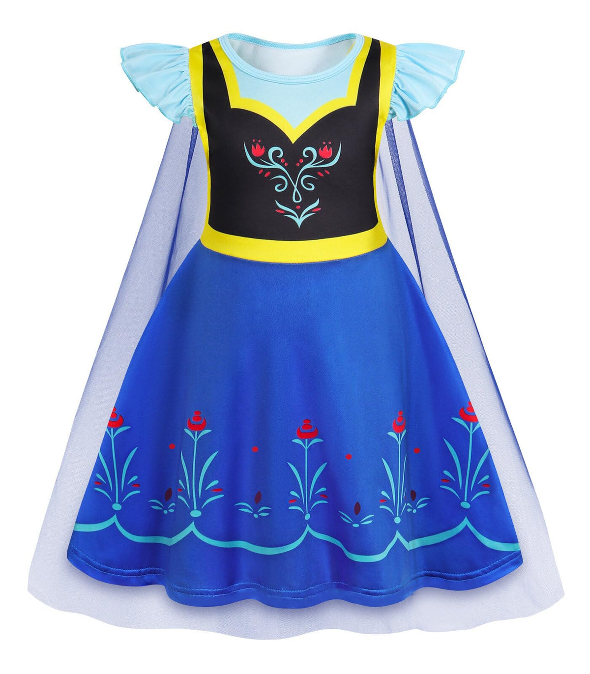 Princess Dress with Cape Girls Halloween Birthday Party Cosplay Costume