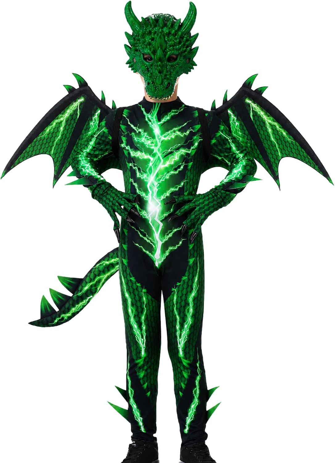 Dragon Costume Kids with Lightning Wings Mask Boys for Halloween
