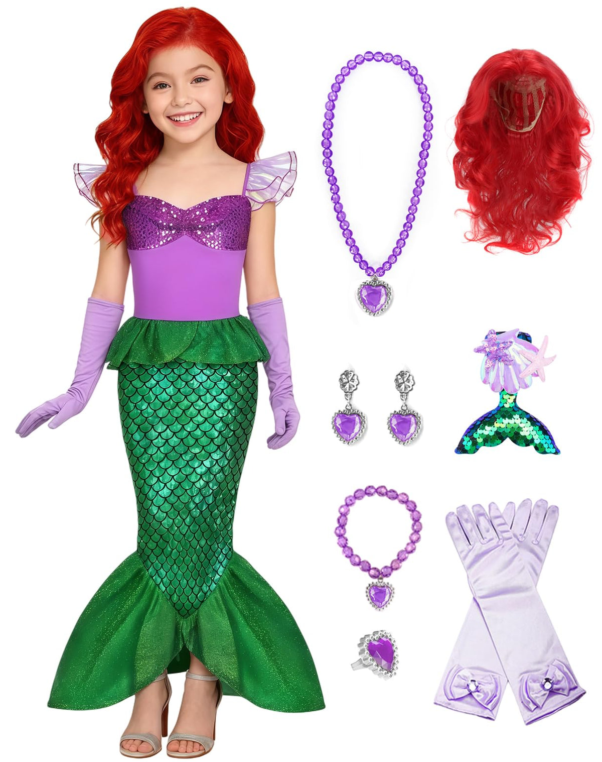 Kids Princess Costume Dress Girls with Accessories for Halloween