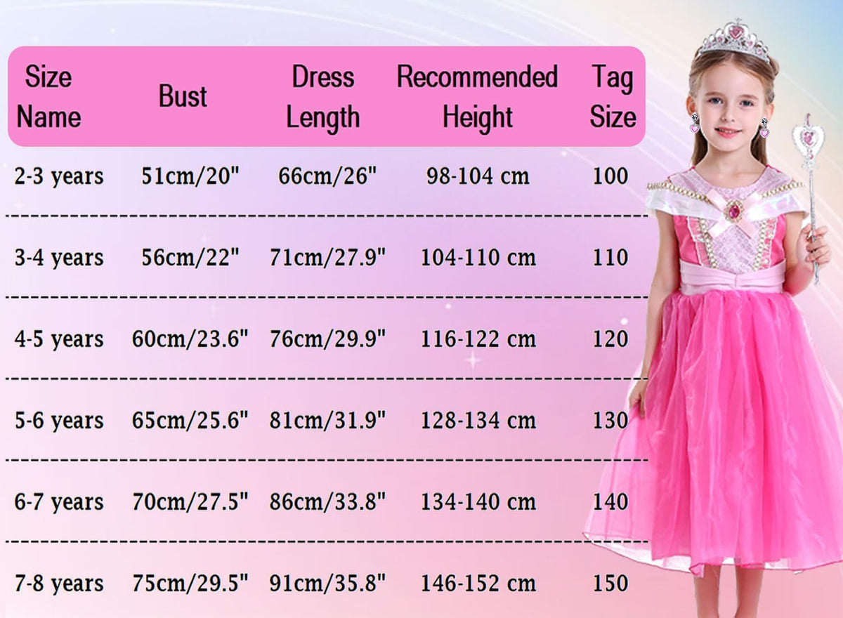Girls Princess Costume Pink Dress Up Outfit