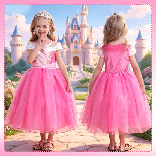 Girls Princess Costume Pink Dress Up Outfit