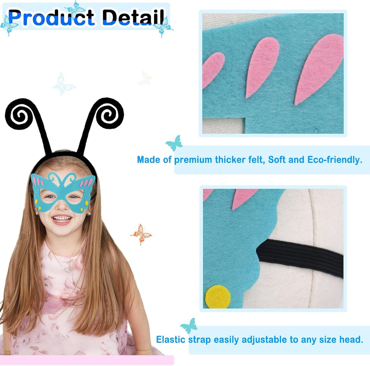 Kids Butterfly Wings Costume for Girls Dress-Up Headband Mask