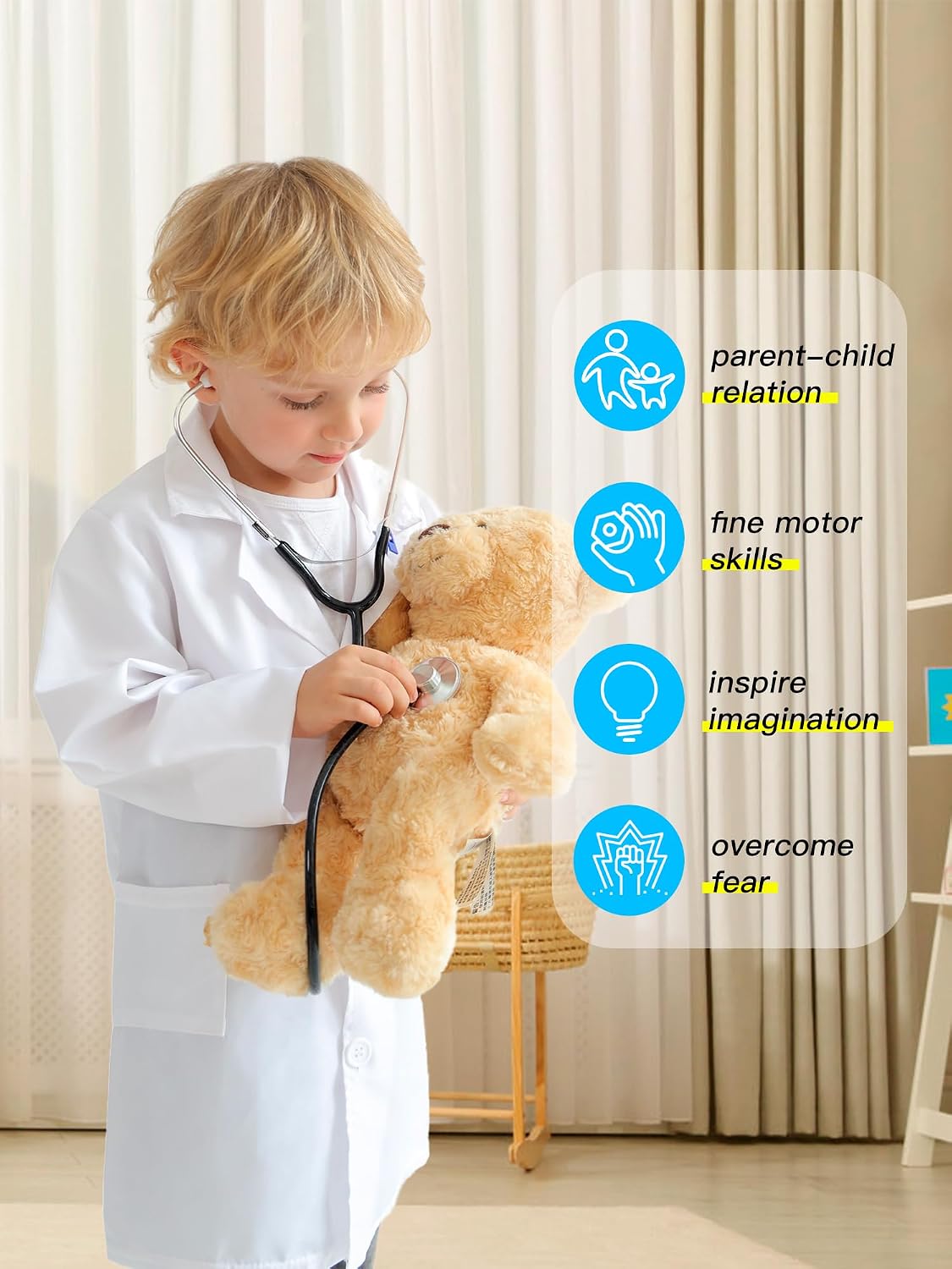 Liberry Doctor Kit for Toddlers 3 4 5 6 Years Old, White