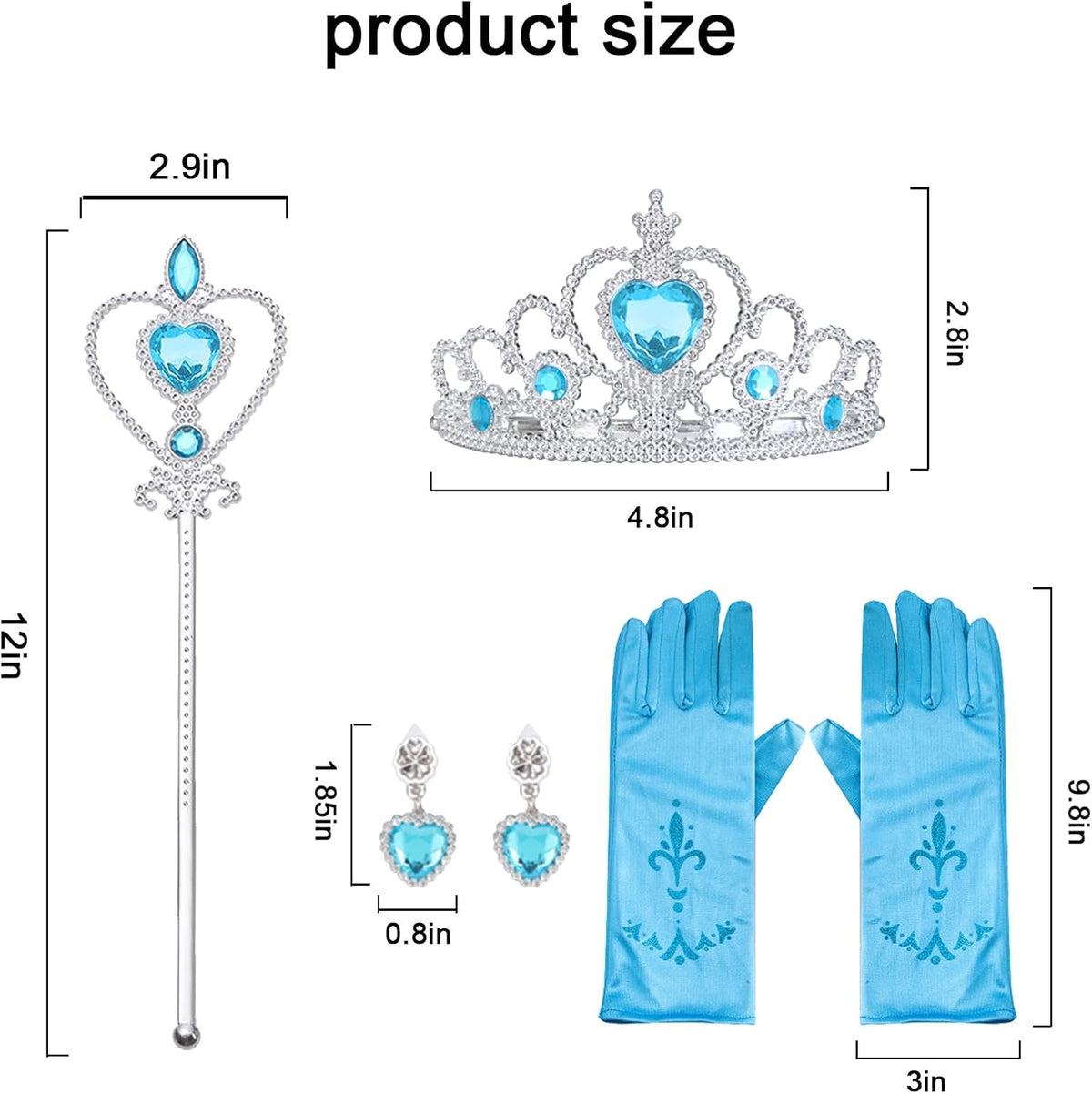 4Pcs Princess Dress Up Accessories for Princess Costume Crown Wand Gift for Girls Christmas Party Halloween Cosplay