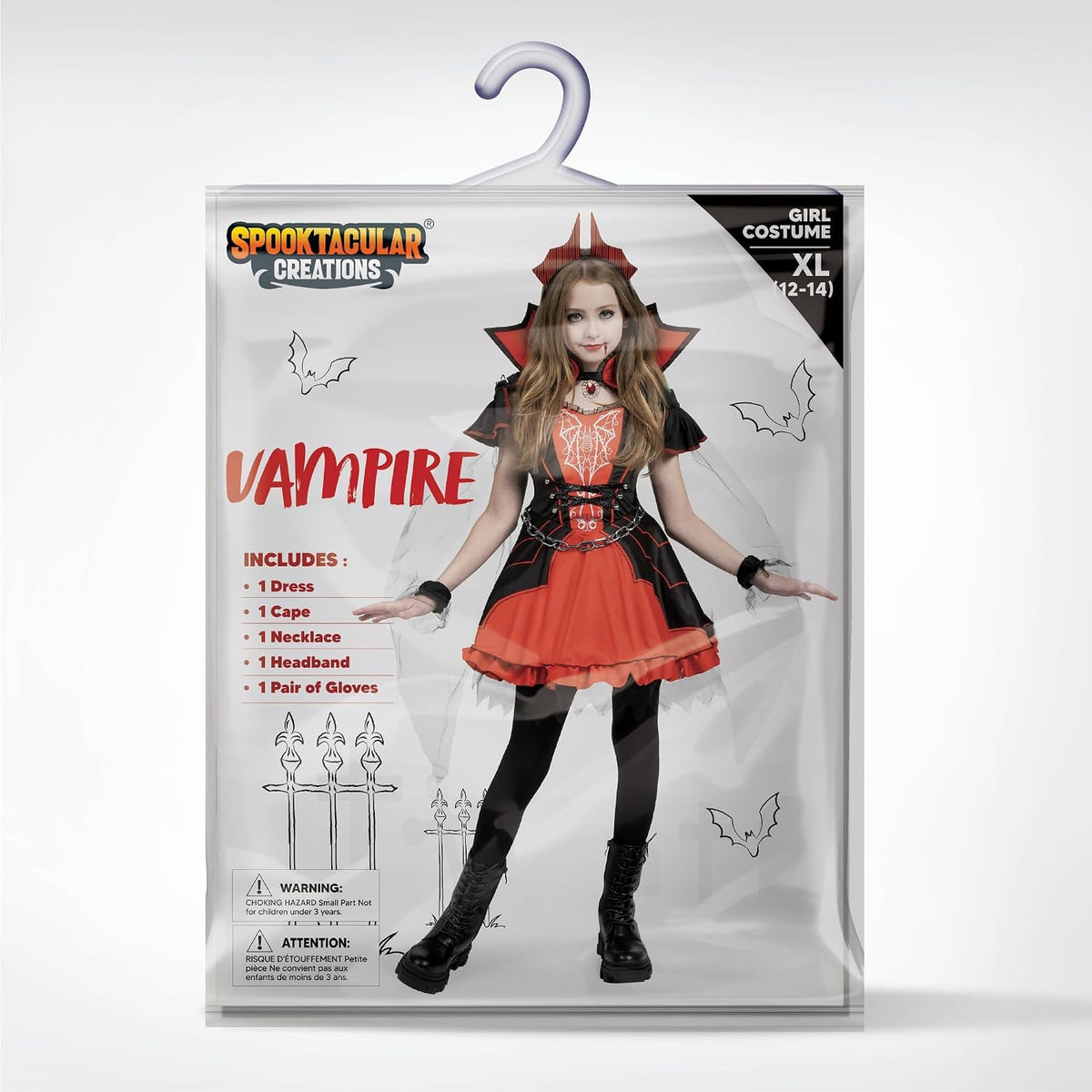 Spooktacular Creations Halloween Girls Vampire Costume, Red Dark Vampire Dress Costume for Girls Halloween Dress up