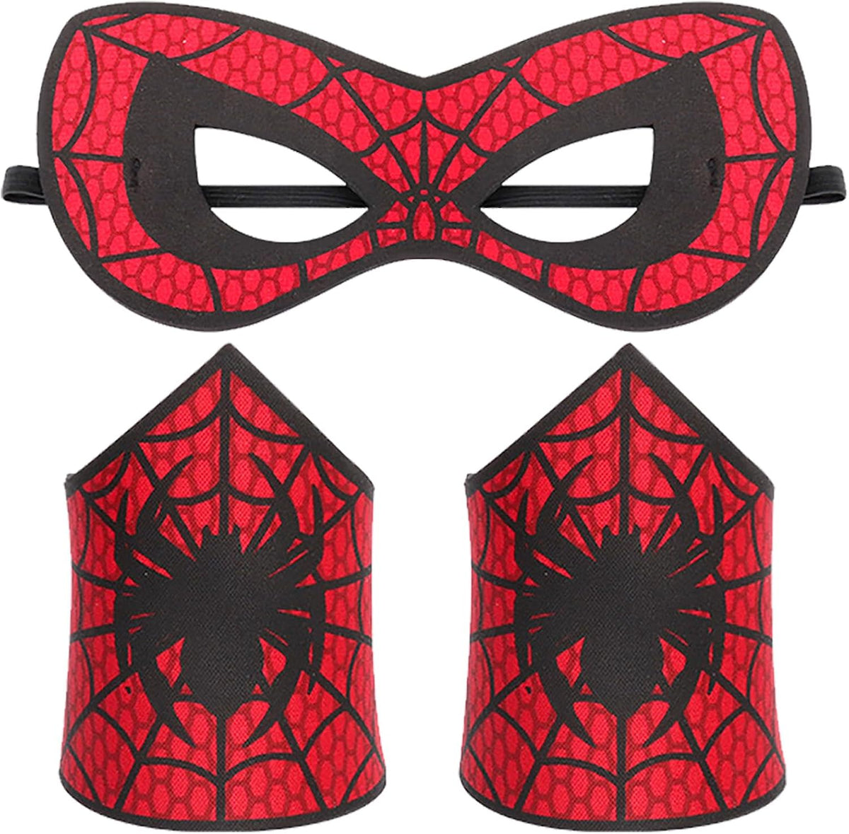 PPER-Jie Spider Mask for Kids Halloween Spider Costume Masks with Wristbands for Boys Party Cosplay, Medium, Red & Black