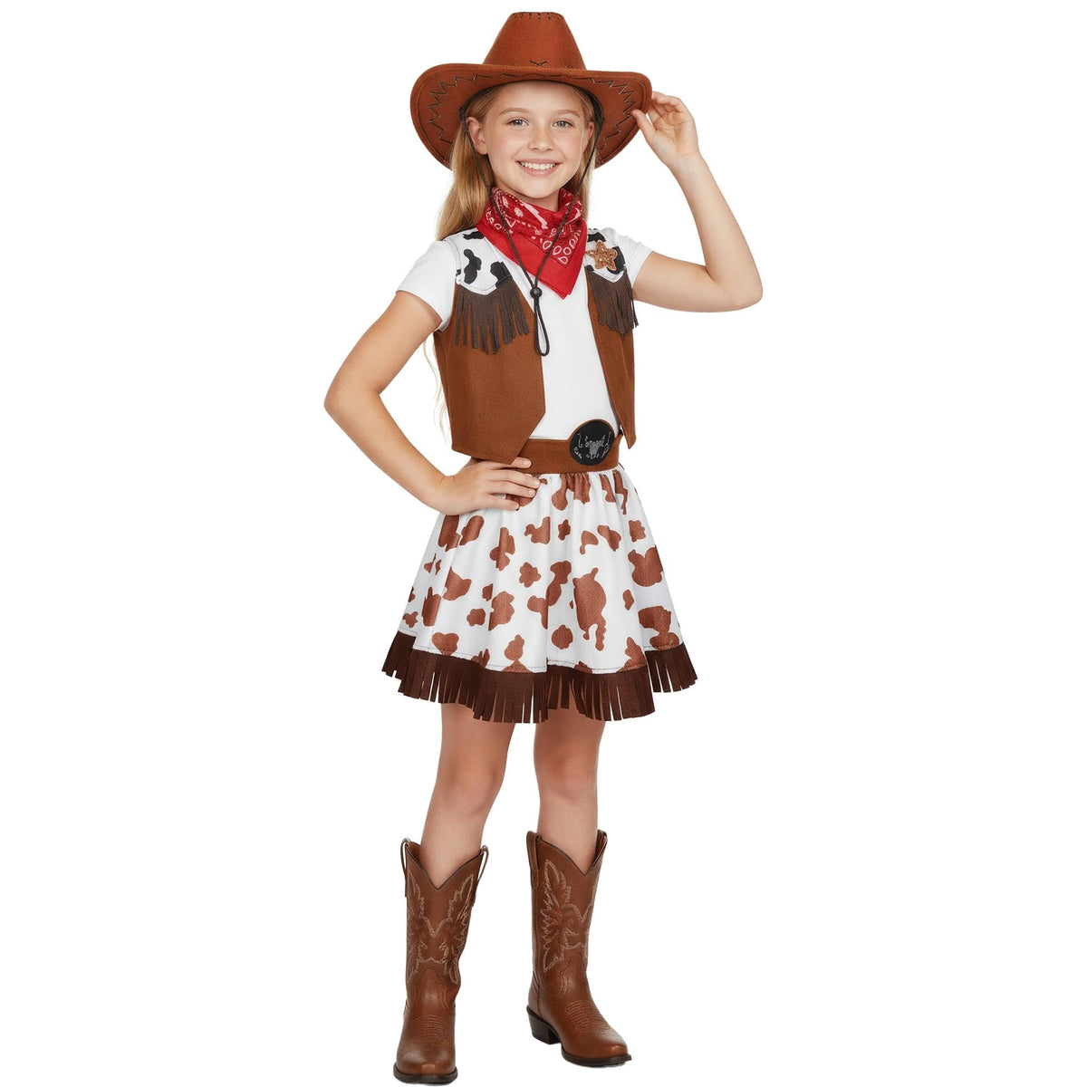 Gomukot Kids Cowgirl Costume for Girls Western Rodeo Outfit Halloween Costume Party Dress Up