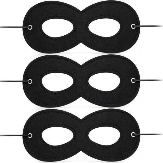 Black Superhero Eye Masks Adjustable Felt Halloween Dress Up Party Masks