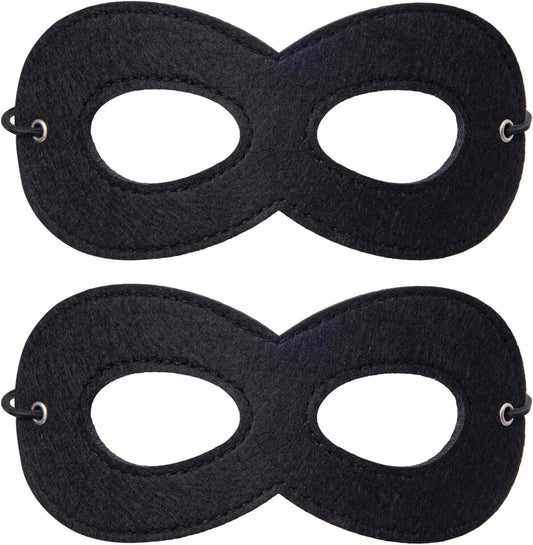 2 Pieces Black Felt Eye Mask,Halloween Costumes Masquerade Half Mask Cosplay Party Supplies for Adult Kids